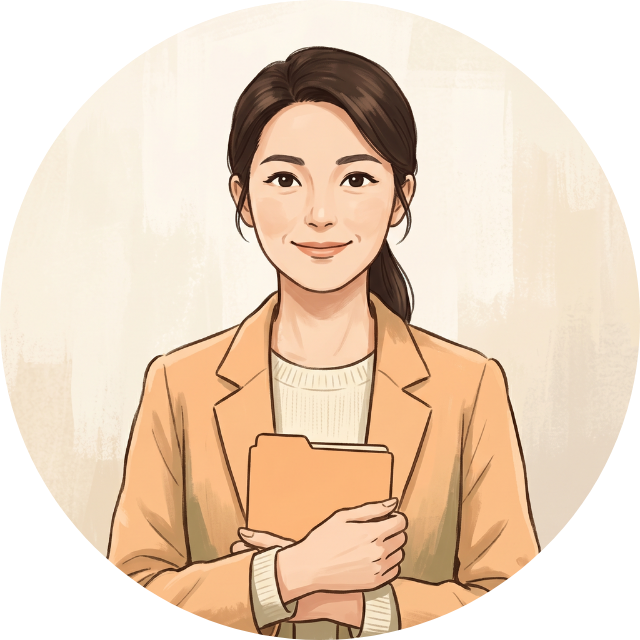 亞洲女性重返職場者頭像插畫，代表10至15年工作經驗、正在準備重出發的學員回饋。